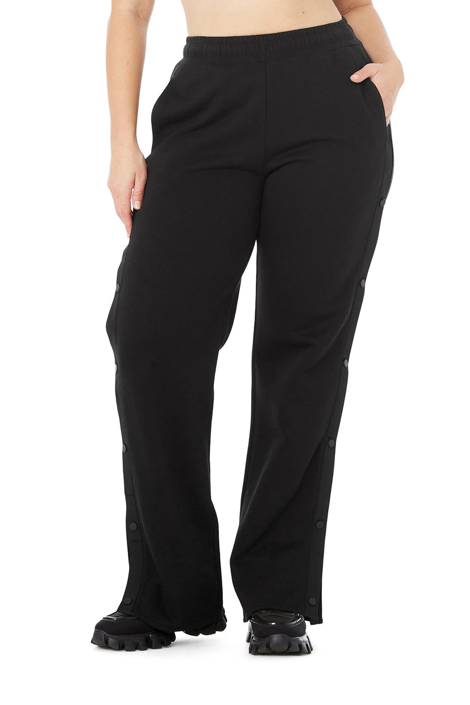 Black Women's Alo Yoga Courtside Tearaway Snap Pants | AHE-814096