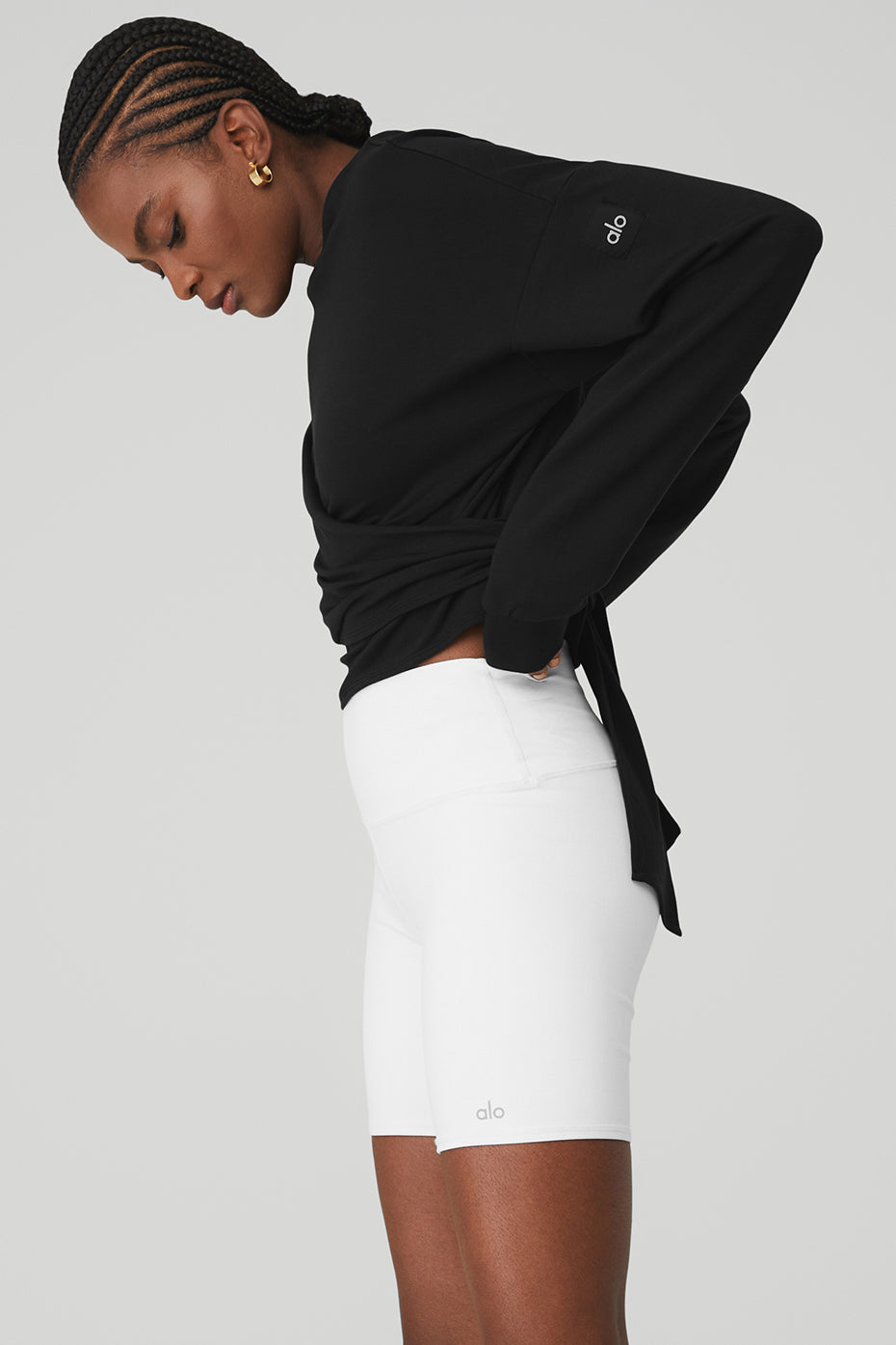 Black Women's Alo Yoga Dreamy Wrap Pullover Long Sleeve | MBW-618234