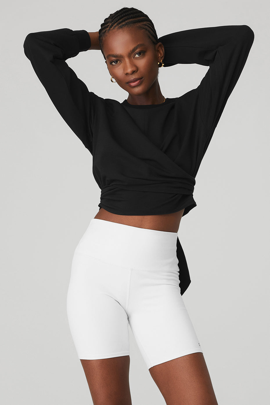 Black Women\'s Alo Yoga Dreamy Wrap Pullover Long Sleeve | MBW-618234