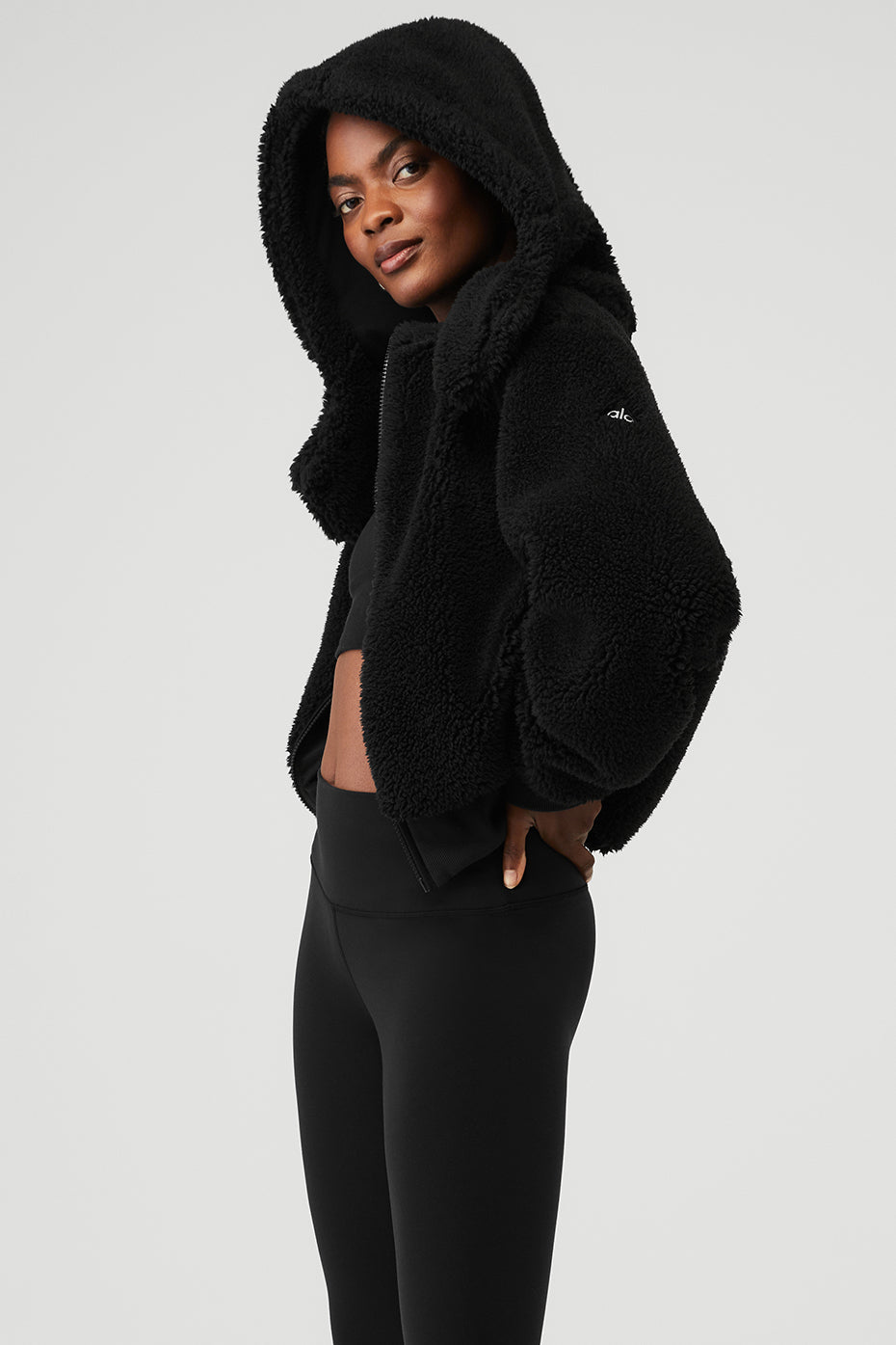 Black Women's Alo Yoga Foxy Sherpa Jackets | BMY-941758