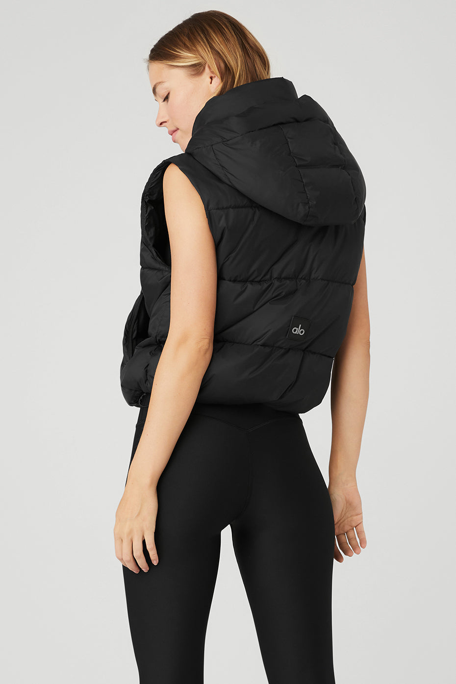 Black Women's Alo Yoga Gold Rush Puffer Vest Jackets | GLM-097261