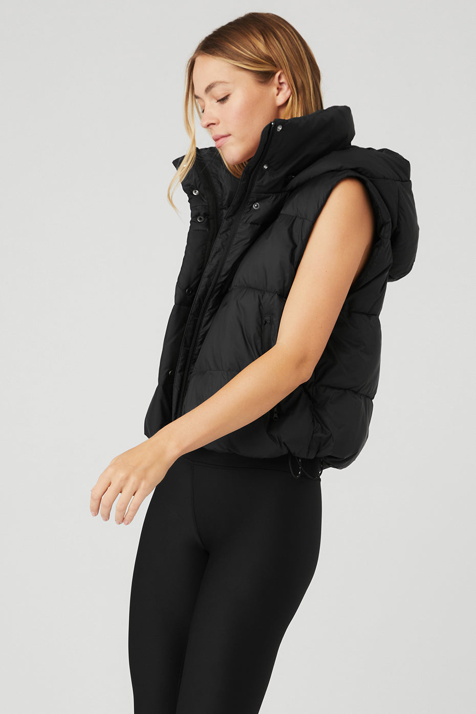 Black Women's Alo Yoga Gold Rush Puffer Vest Jackets | GLM-097261