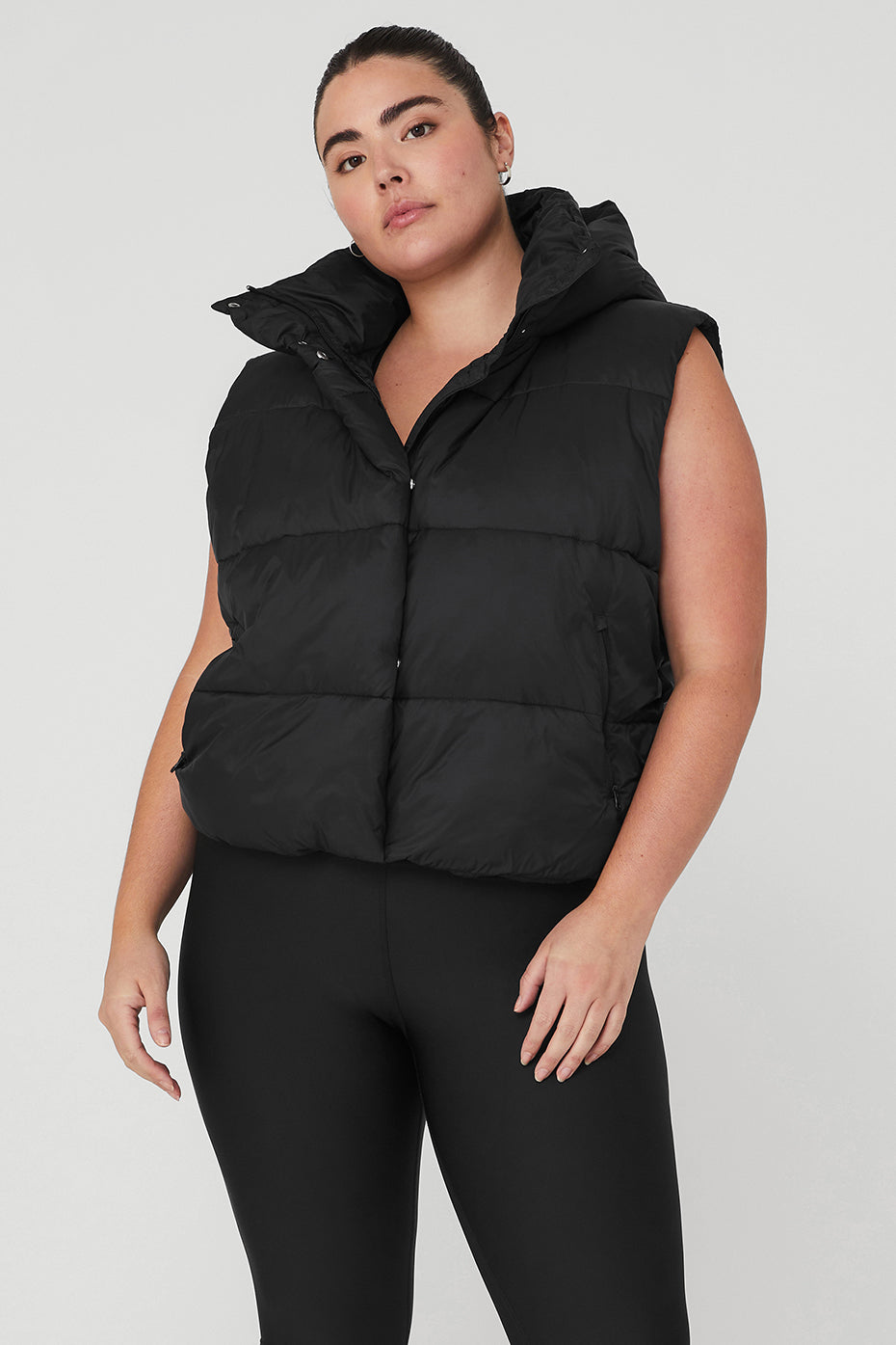 Black Women's Alo Yoga Gold Rush Puffer Vest Jackets | GLM-097261