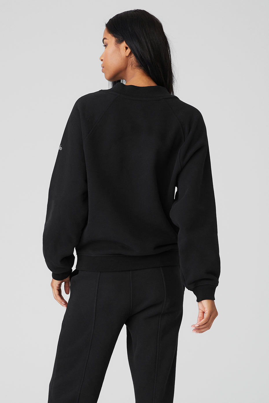 Black Women's Alo Yoga Heavy Weight Free Time Crew Neck Pullover Sweatshirts | OKJ-049328