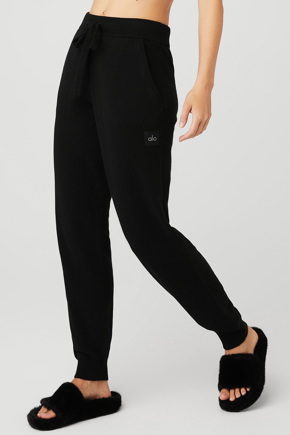 Black Women's Alo Yoga High-Waist Cashmere Jet Set Sweatpants | RIH-395602