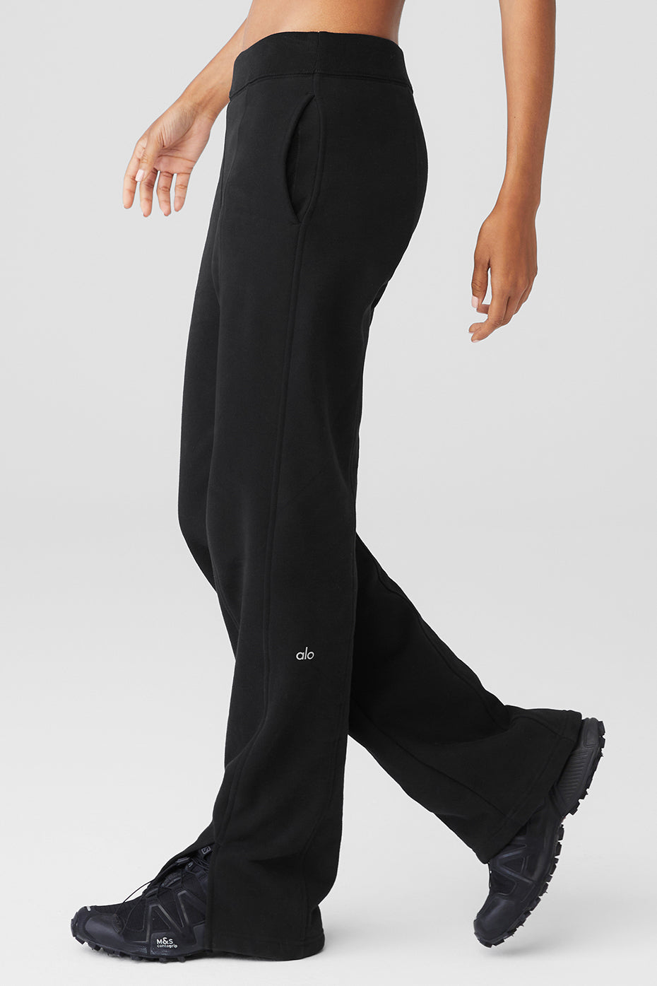 Black Women's Alo Yoga High-Waist Free Time Straight Leg Sweatpants | XNP-358104