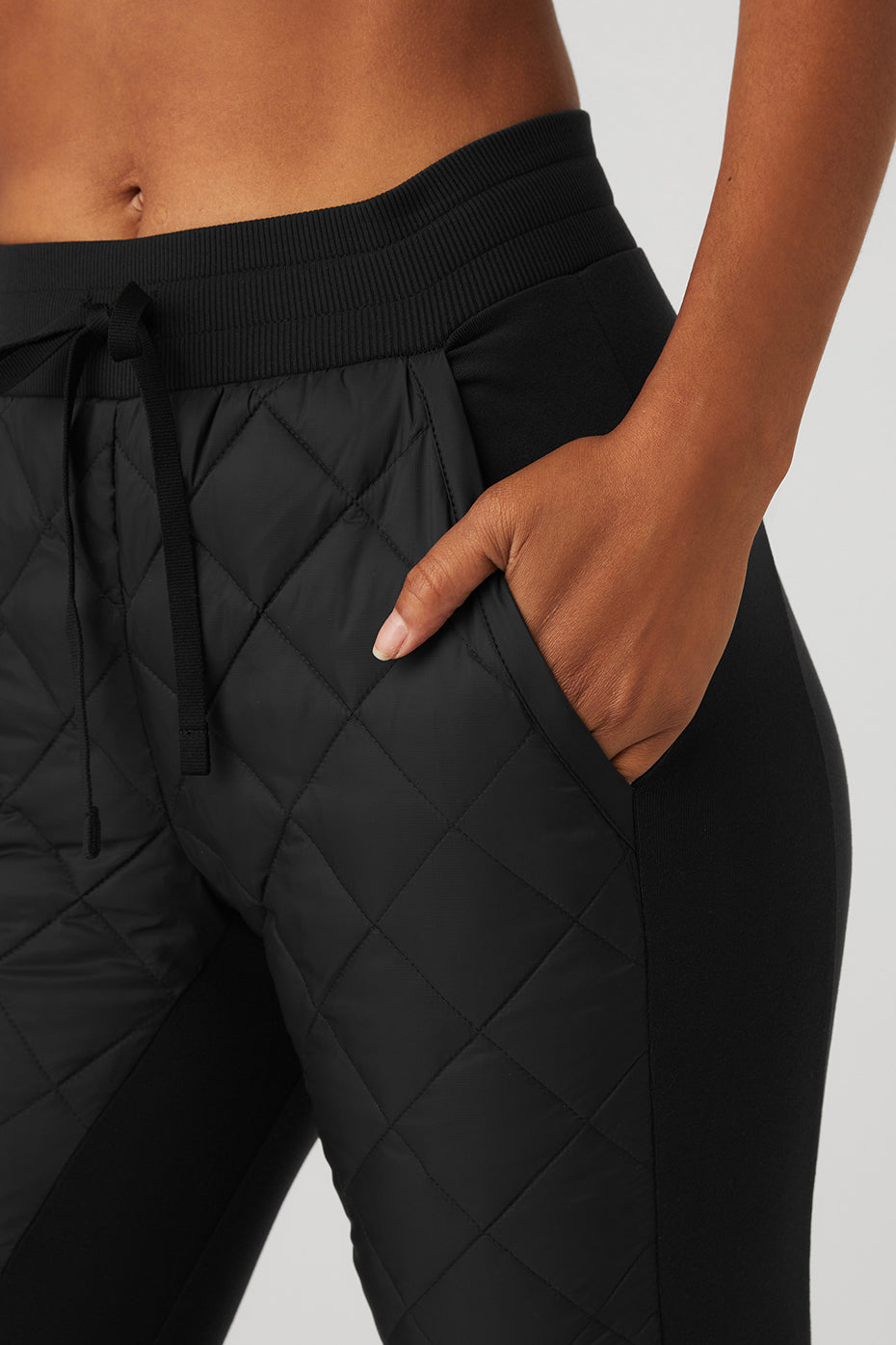 Black Women's Alo Yoga High-Waist Moto Puffer Pants | YOW-109352