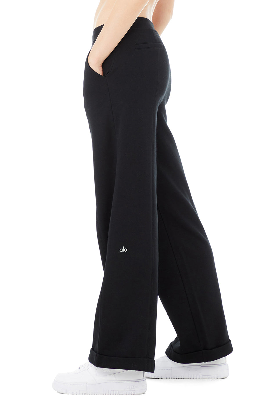 Black Women's Alo Yoga High-Waist Wide Leg Sweatpants | QVK-781326