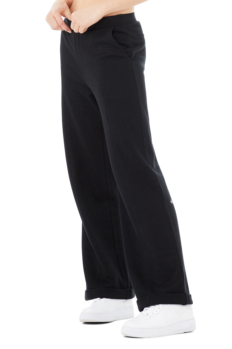 Black Women's Alo Yoga High-Waist Wide Leg Sweatpants | QVK-781326