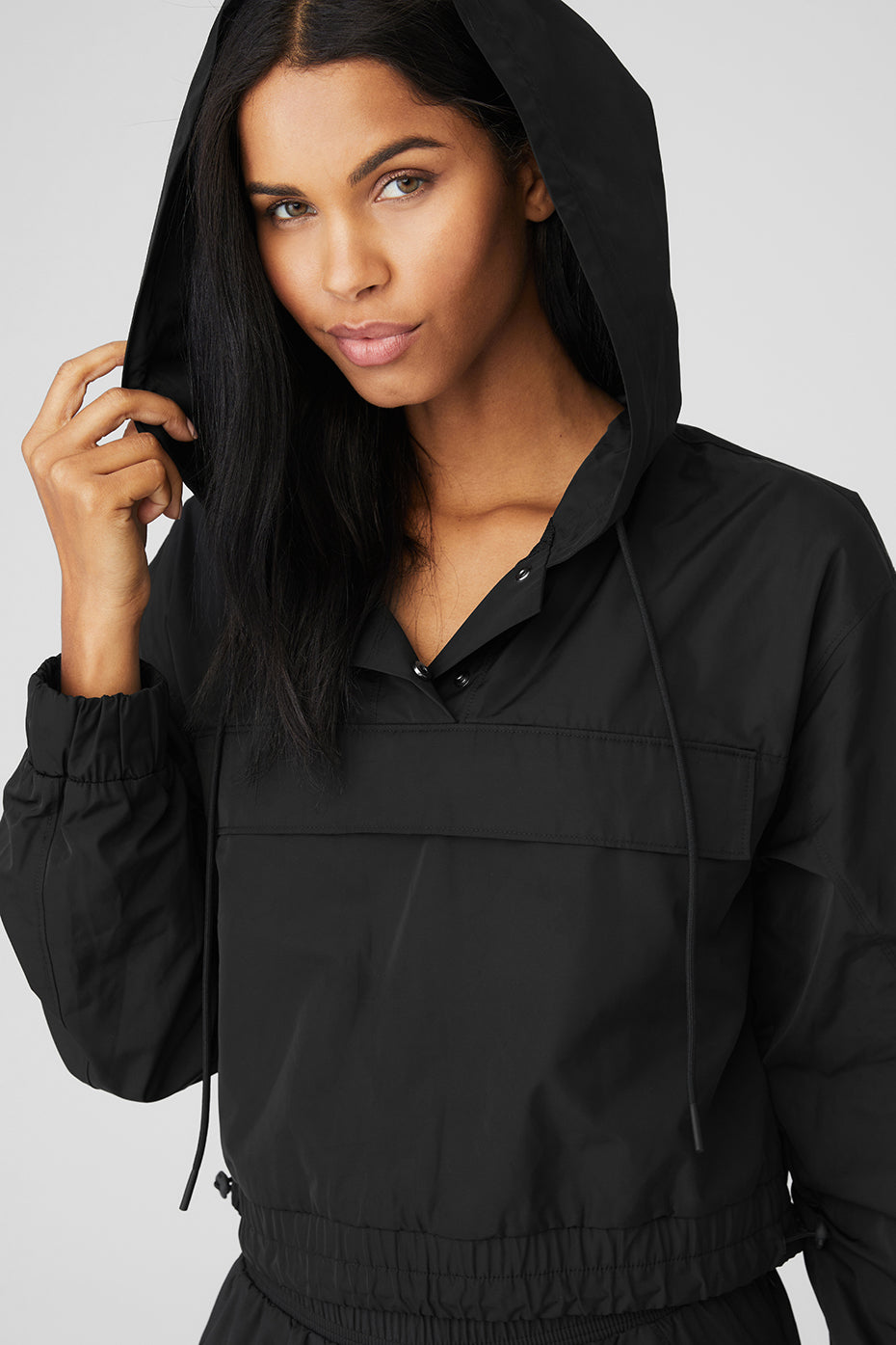 Black Women's Alo Yoga International Anorak Hoodie | FHJ-398760