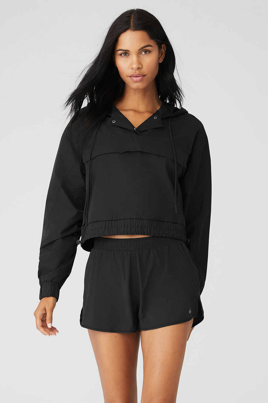 Black Women\'s Alo Yoga International Anorak Hoodie | FHJ-398760