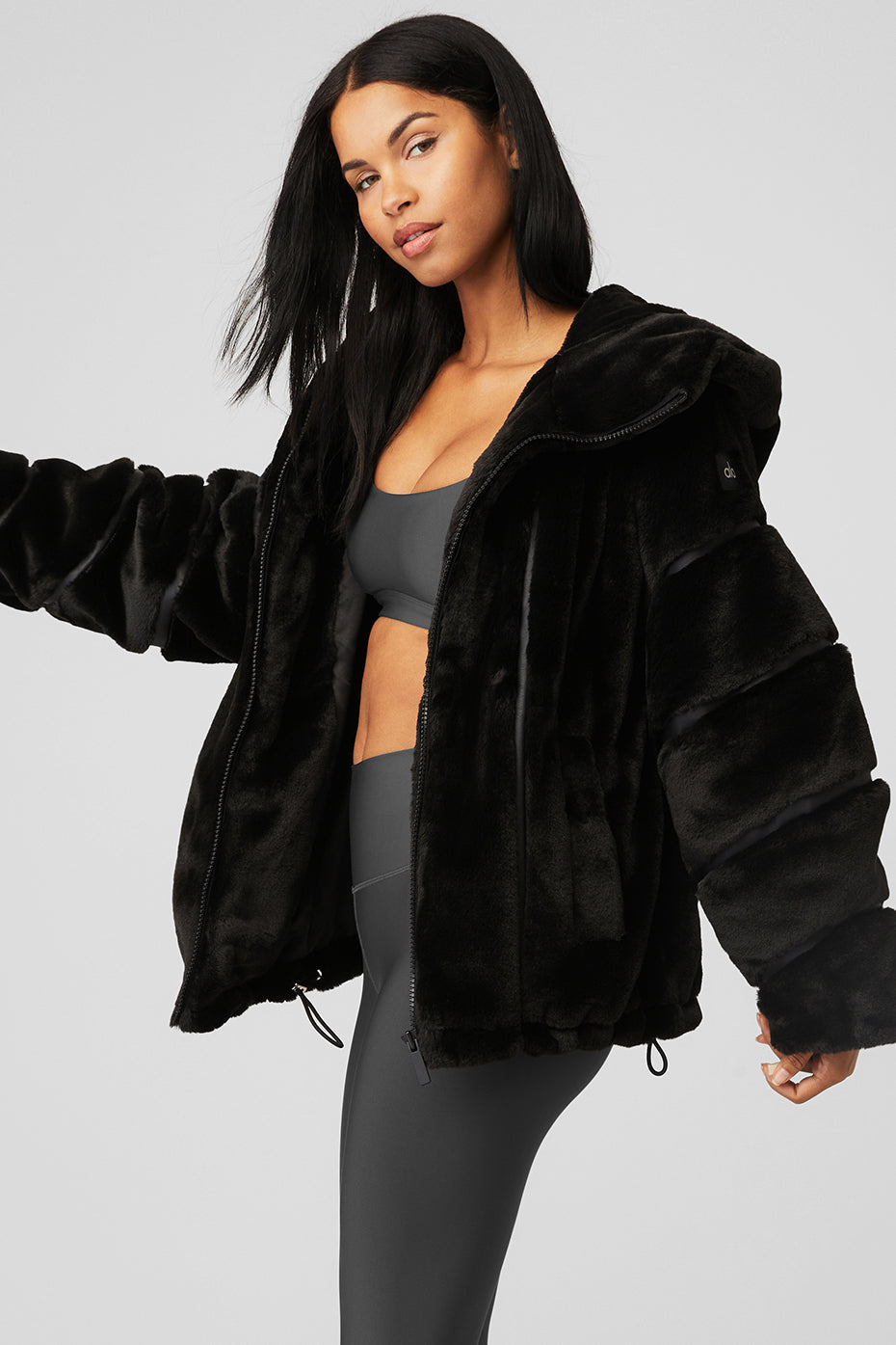 Black Women's Alo Yoga Knock Out Faux Fur Jackets | KPS-285741