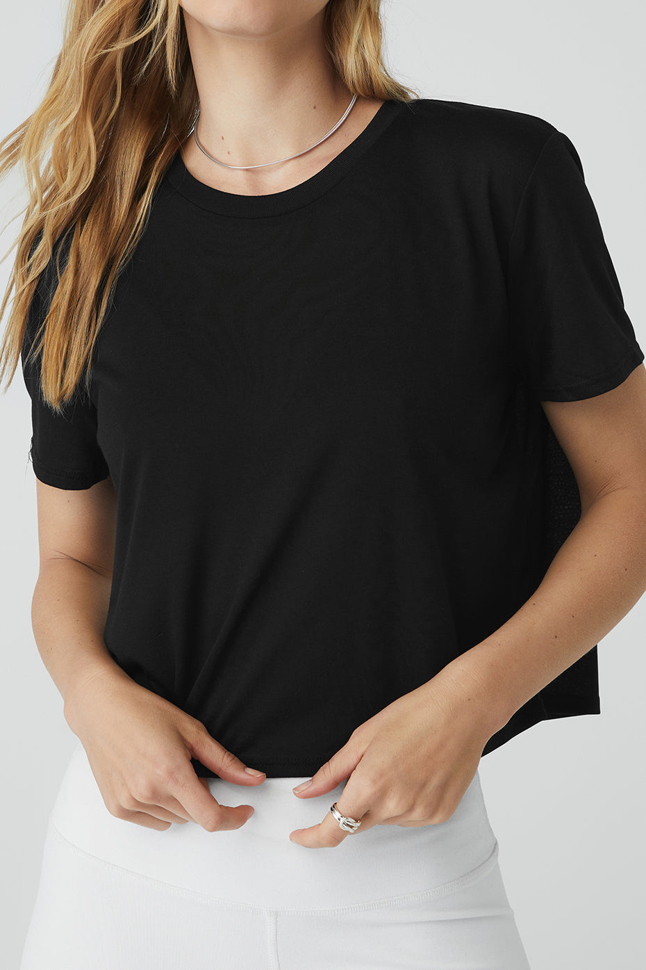 Black Women's Alo Yoga Laid Back Tee Short Sleeve | RSP-863029