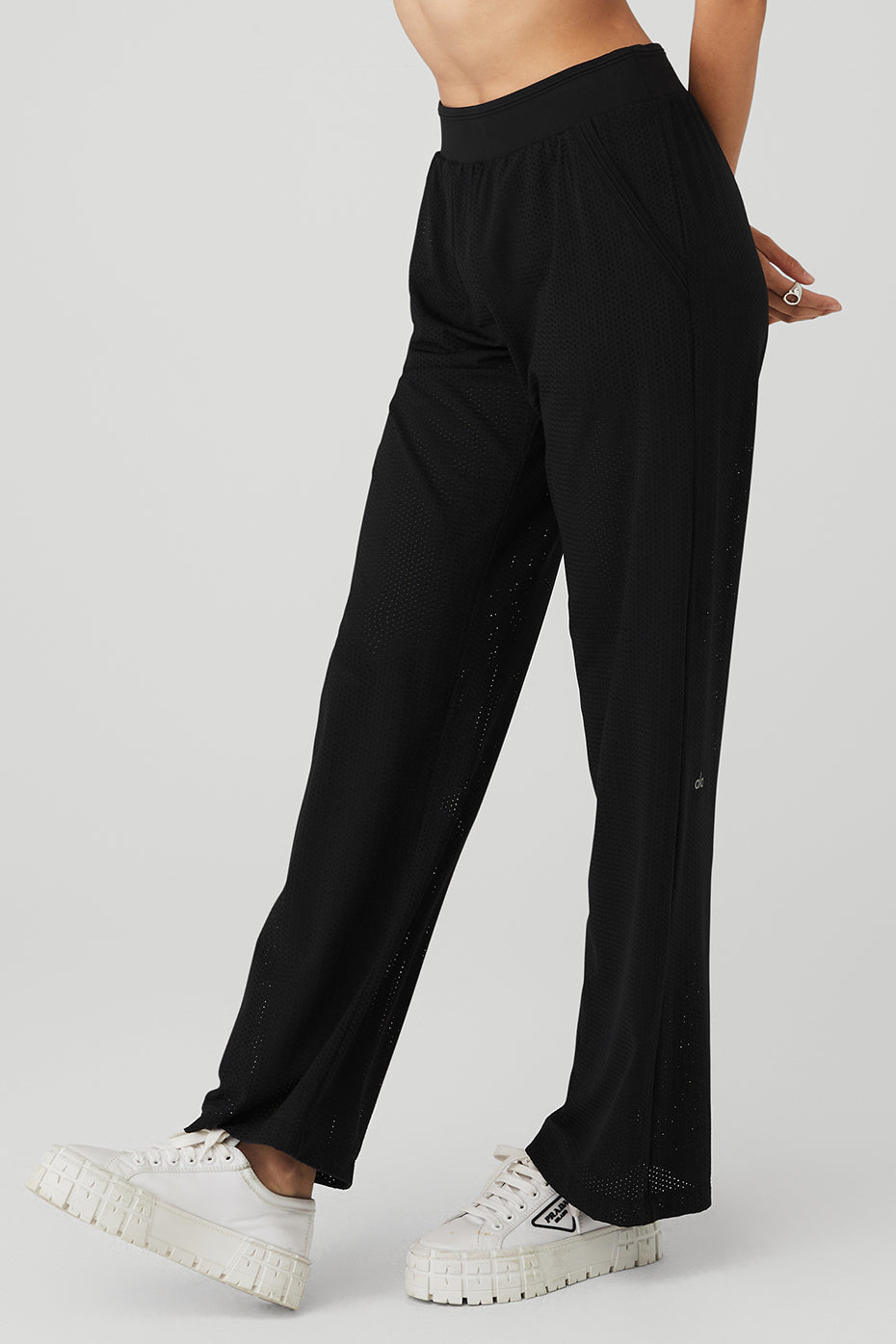 Black Women's Alo Yoga Mesh All-Star Wide Leg Pants | REL-093784