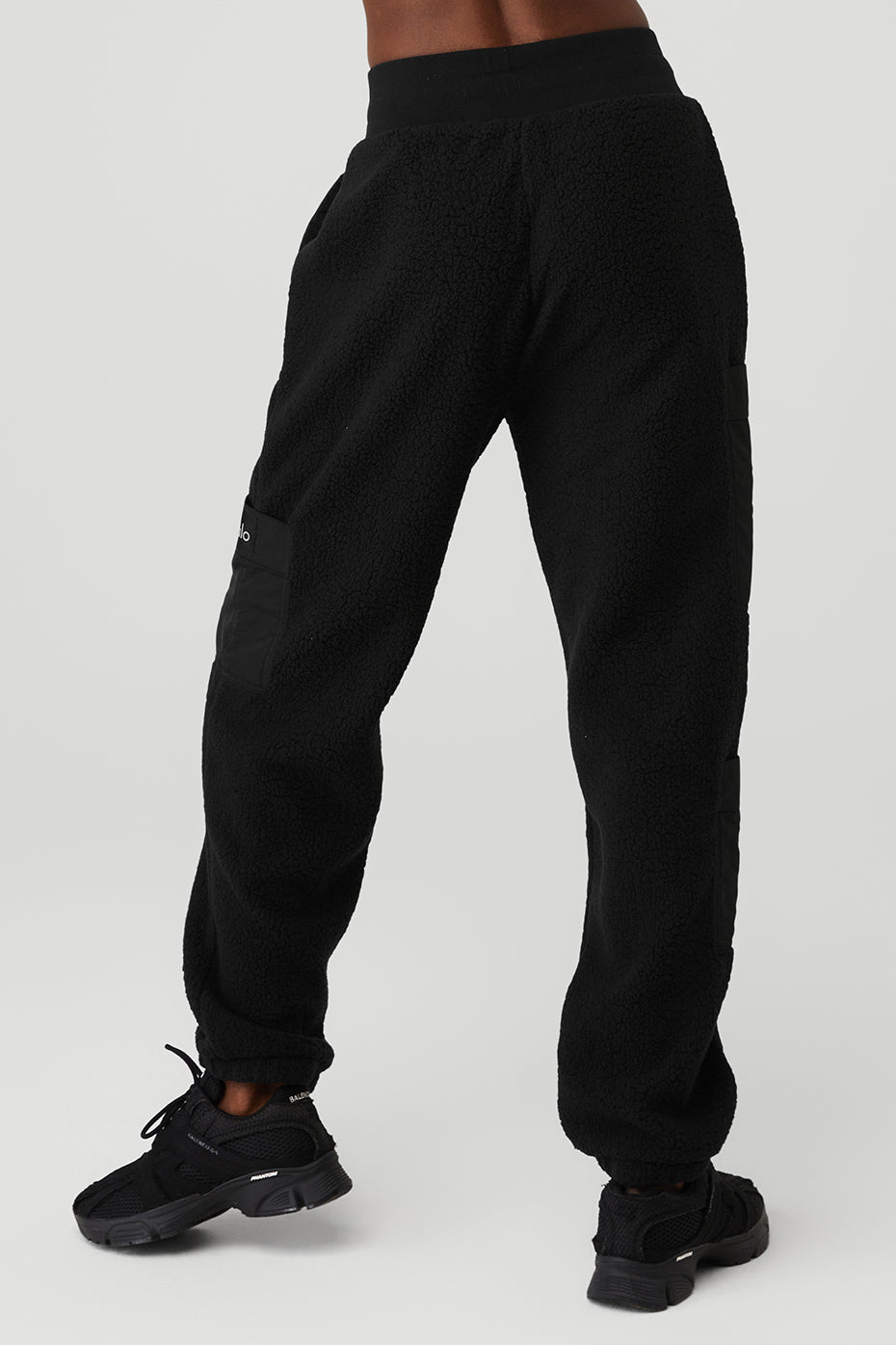 Black Women's Alo Yoga Micro Sherpa High-Waist Solstice Sweatpants | BJP-207586