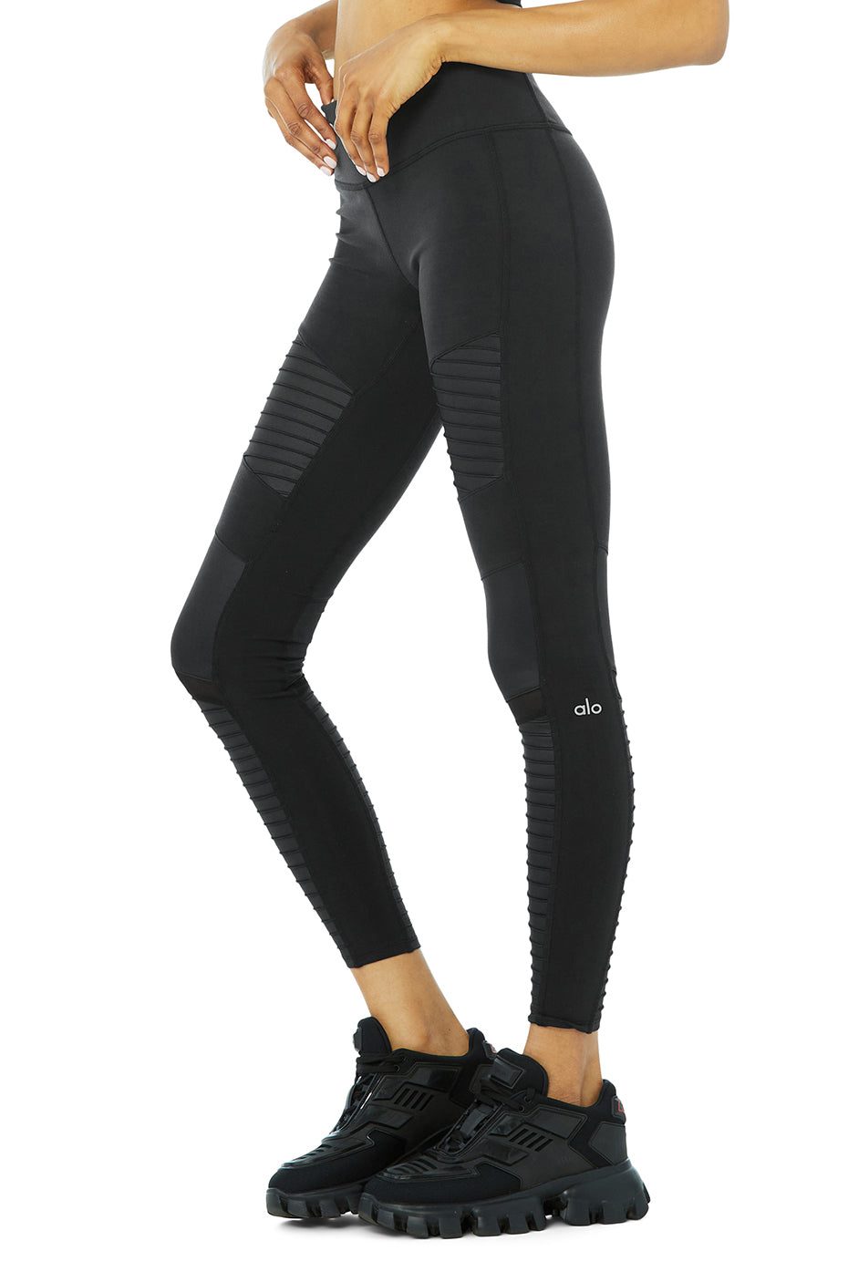 Black Women's Alo Yoga Moto Leggings | YMG-245687