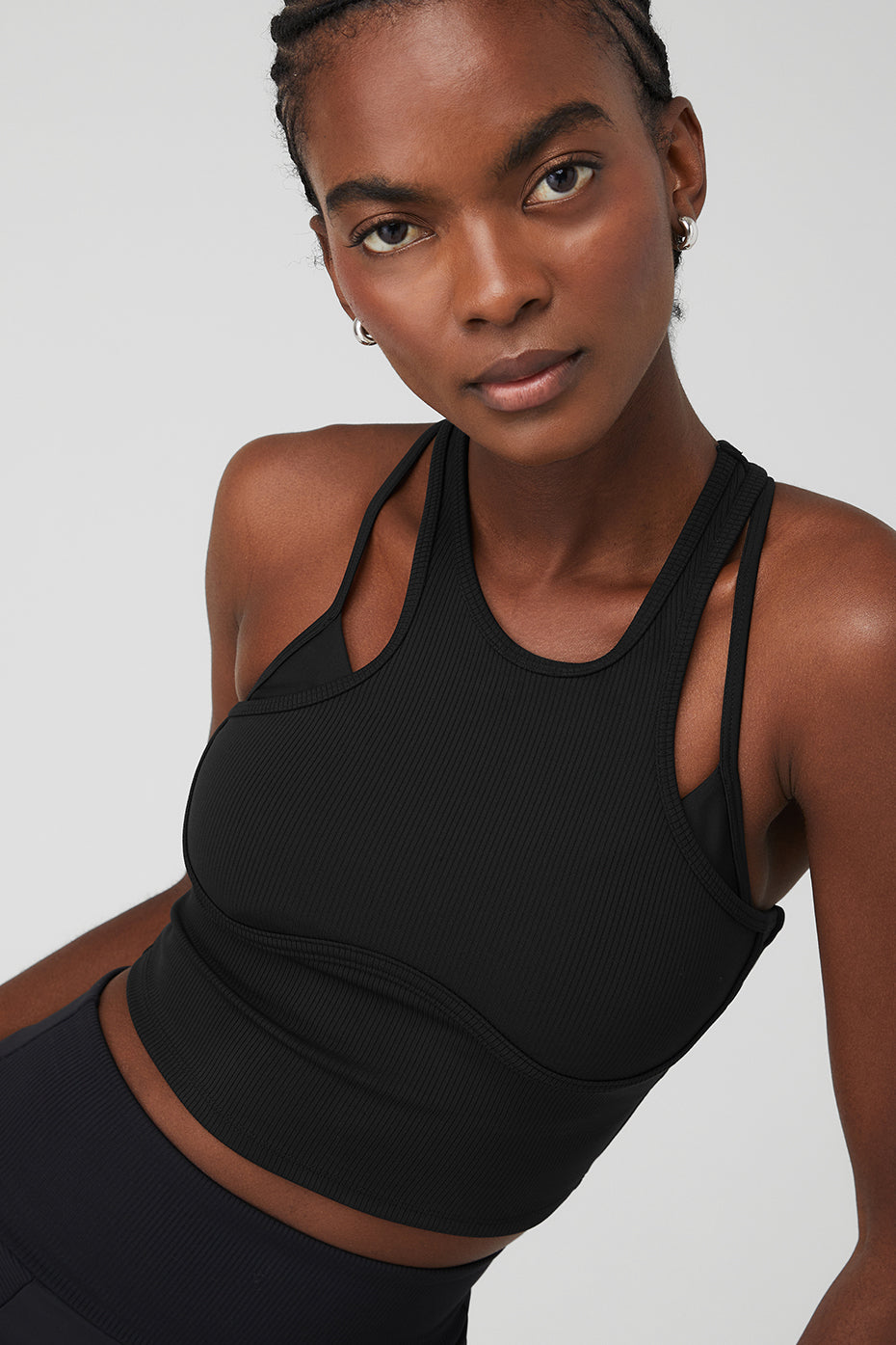 Black Women's Alo Yoga Ribbed Airlift Enchanted Bras | MKB-801293