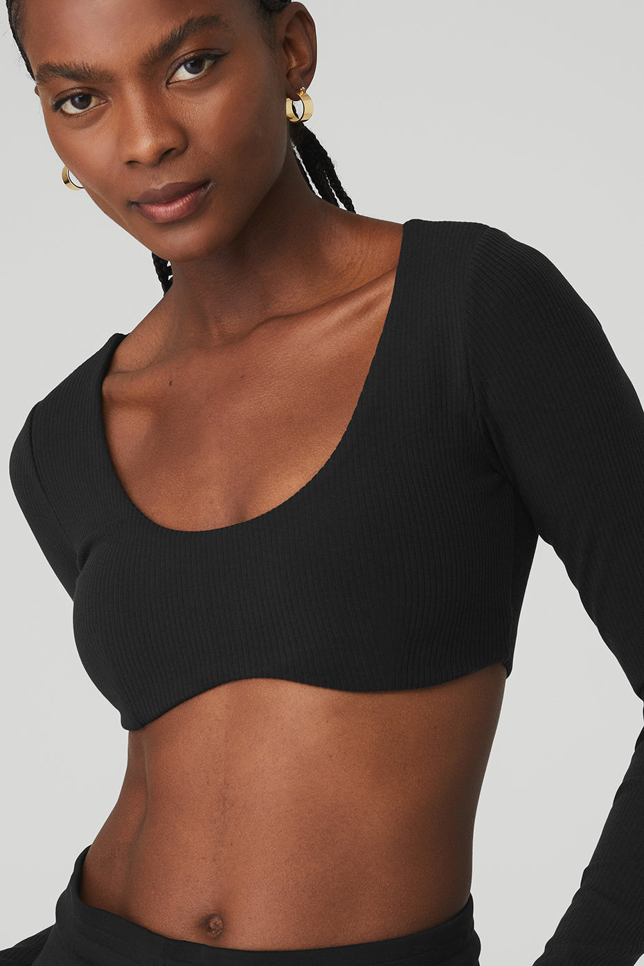 Black Women's Alo Yoga Ribbed Defined Bras | LIC-450197