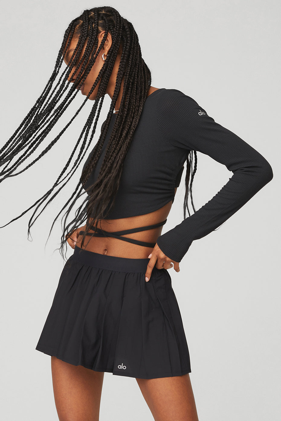 Black Women's Alo Yoga Ribbed Manifest Long Sleeve | PUH-065483