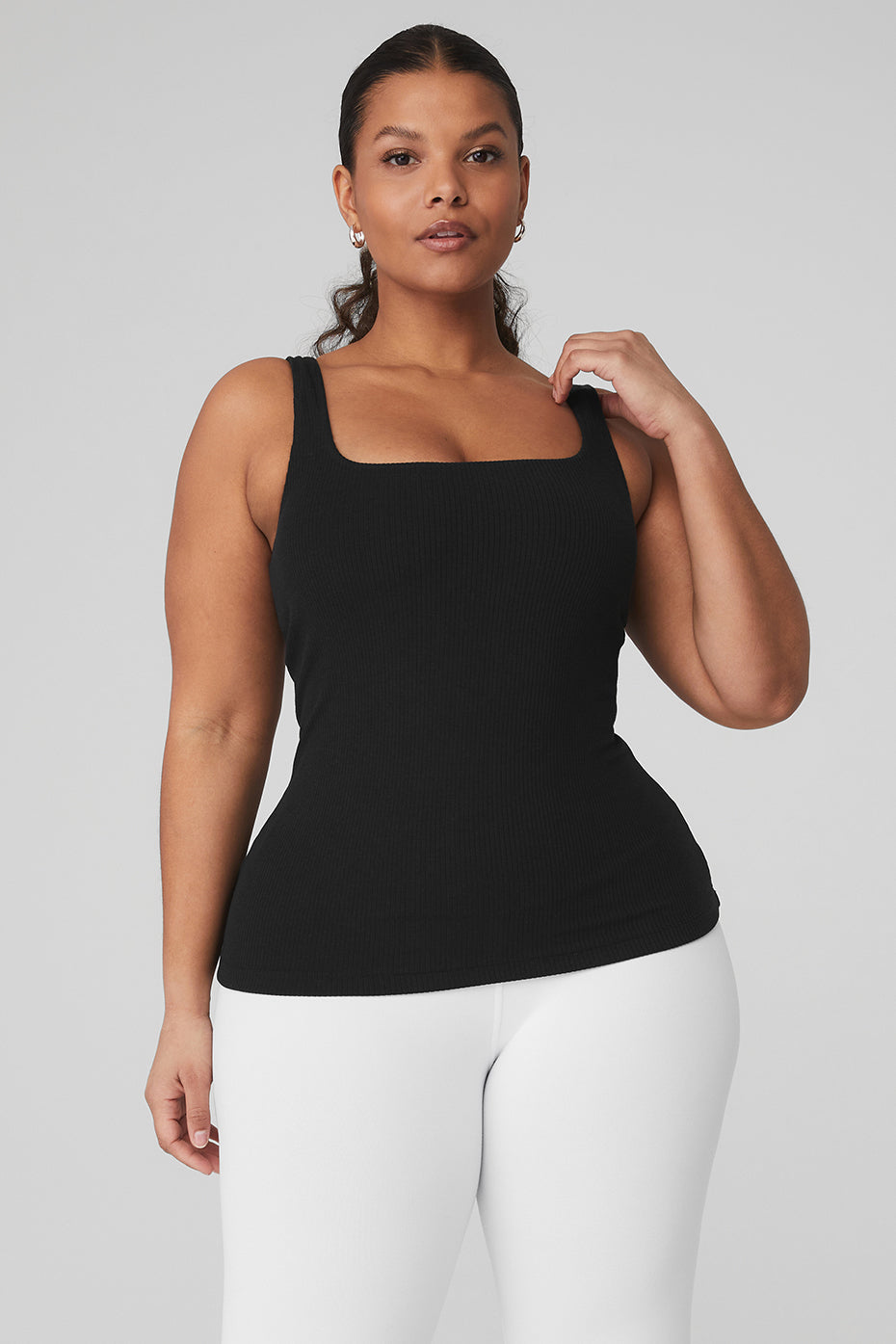 Black Women's Alo Yoga Ribbed Minimalist Tanks | UTN-803695