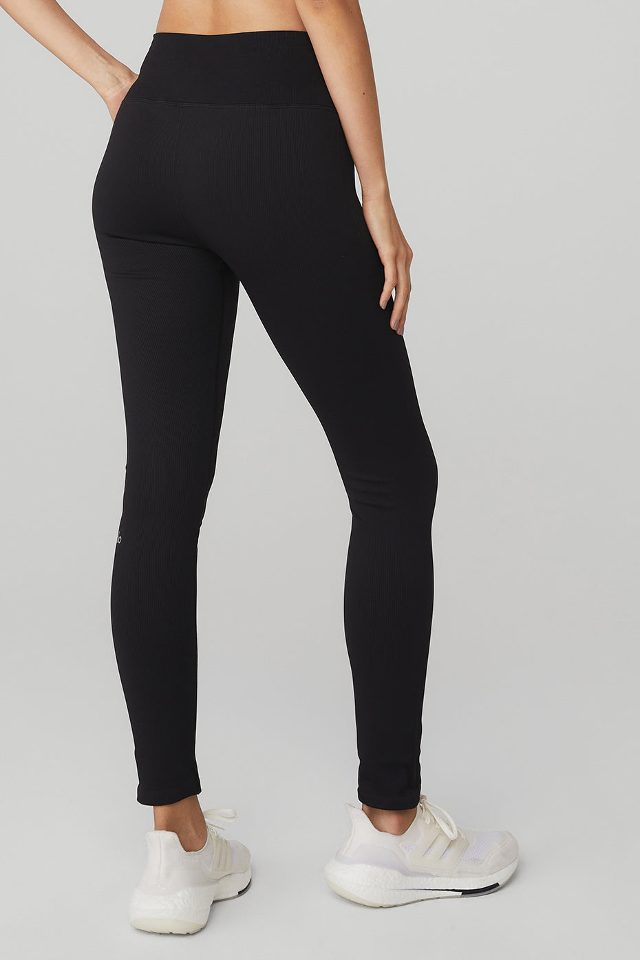 Black Women's Alo Yoga Seamless High-Waist Ribbed Leggings | YOJ-830749