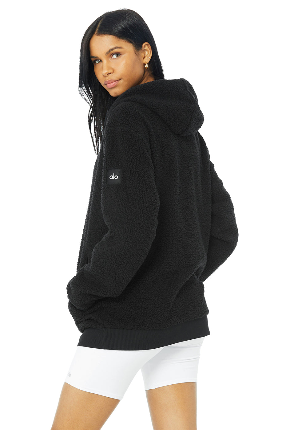 Black Women's Alo Yoga Sherpa Hoodie | YFG-480921