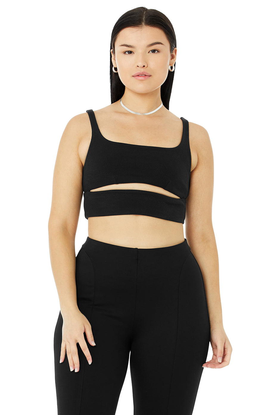 Black Women's Alo Yoga Slit Bras | FXA-974083