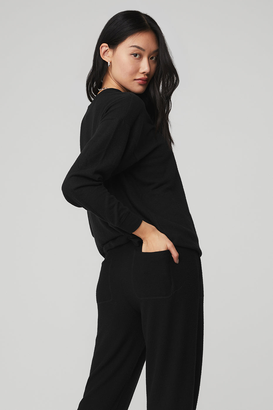 Black Women's Alo Yoga Soho Pullover Long Sleeve | VXL-042657