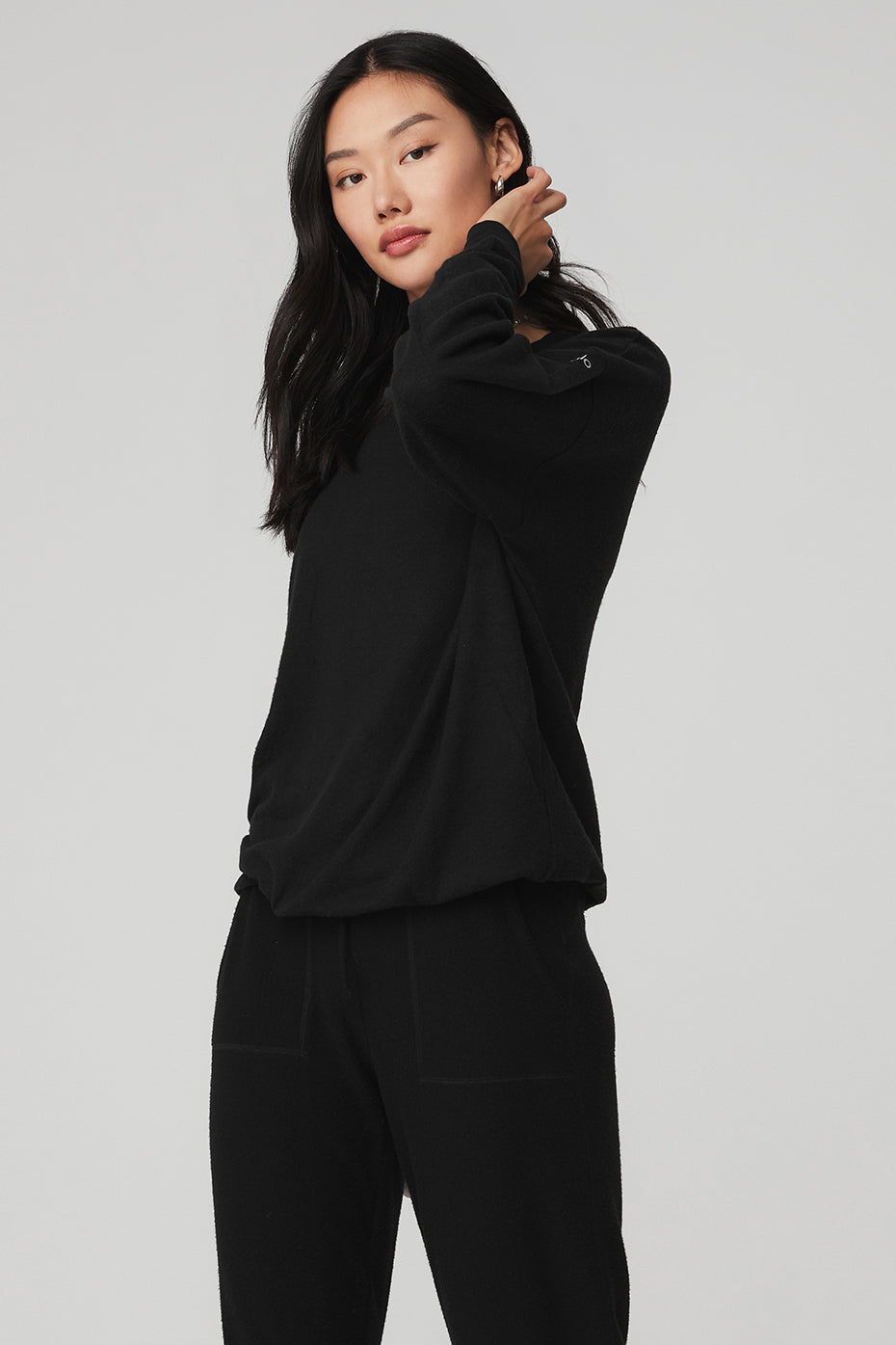 Black Women's Alo Yoga Soho Pullover Long Sleeve | VXL-042657