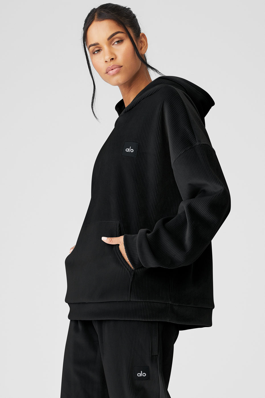 Black Women's Alo Yoga Velour Baller Hoodie | CWV-526470