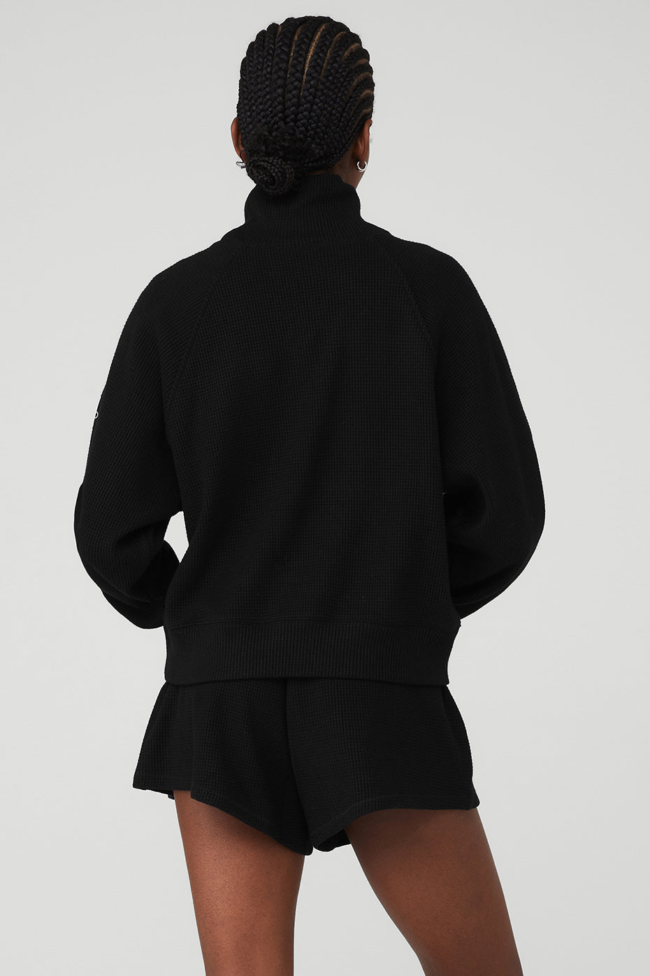 Black Women's Alo Yoga Waffle Weekend Escape Mock Neck Long Sleeve | GIT-592713