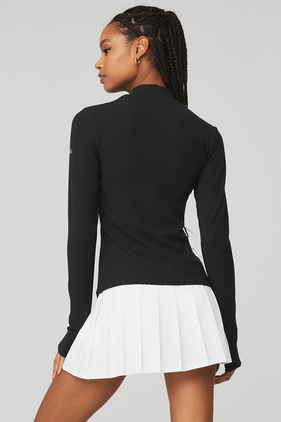 Black Women's Alo Yoga Wellness Rib Mock Neck Long Sleeve | ZMK-437186