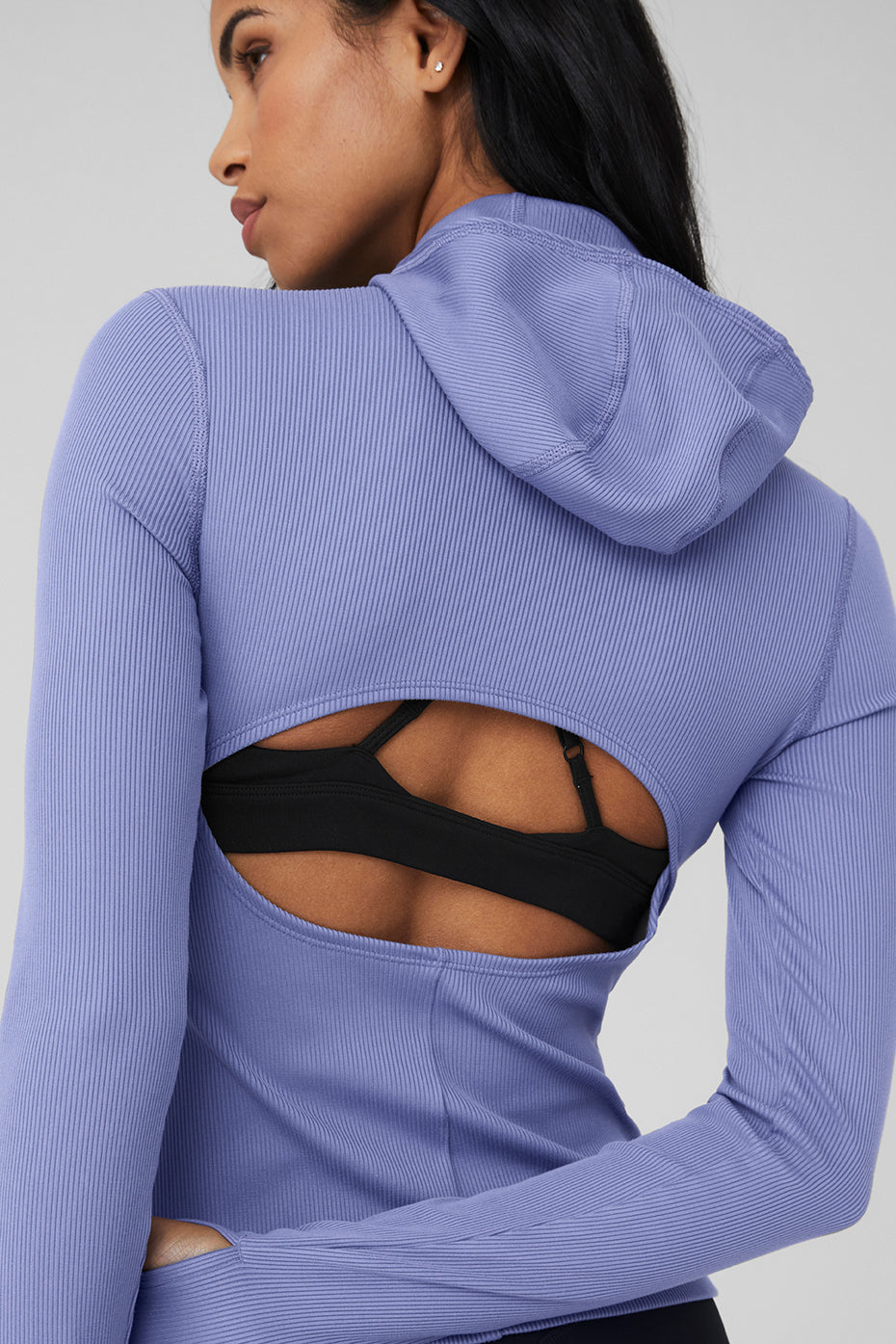 Blue Women's Alo Yoga Alosoft Ribbed Frontrunner Long Sleeve | ISJ-869725