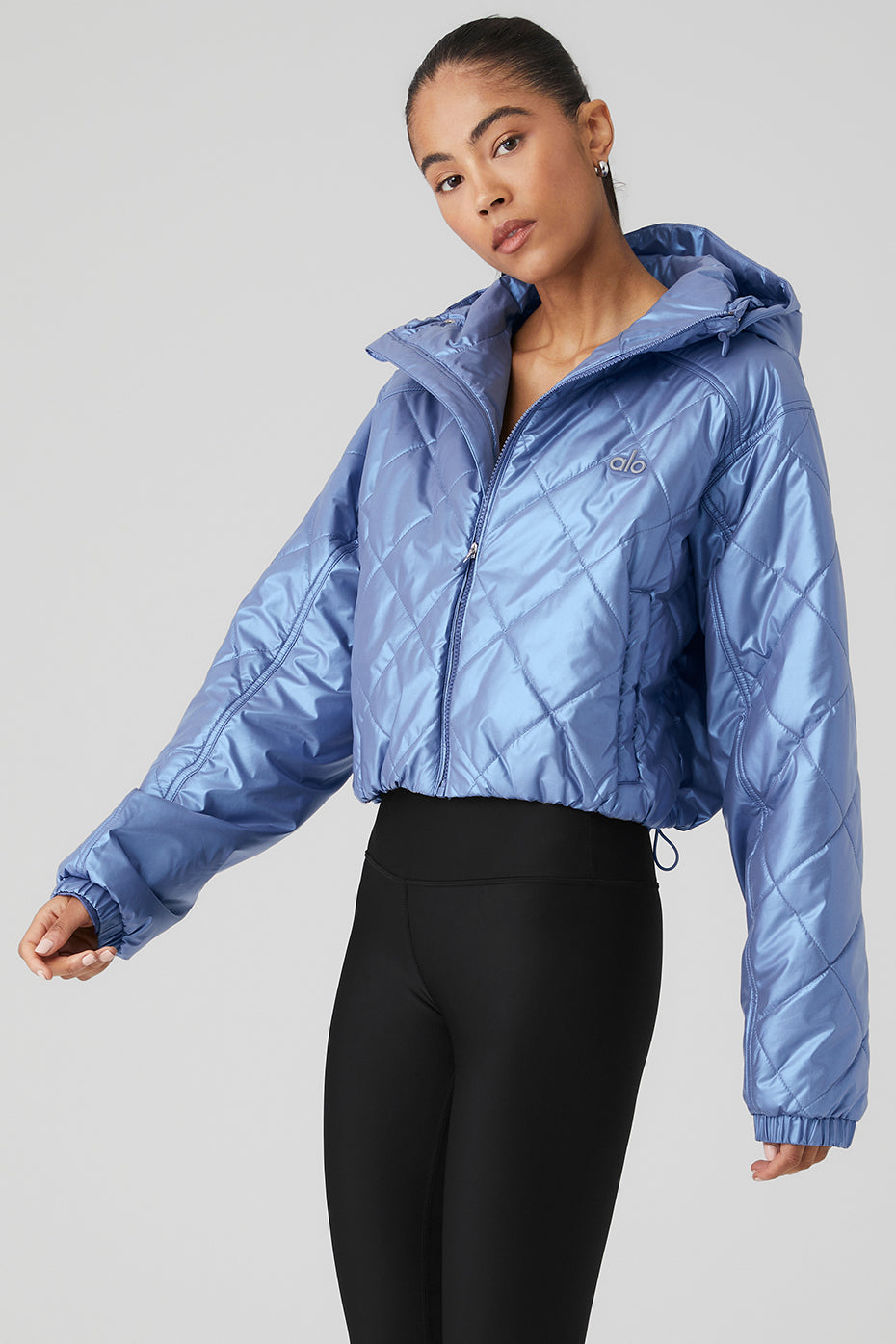 Blue Women's Alo Yoga Pearlized Stormy Puffer Jackets | RQV-023974