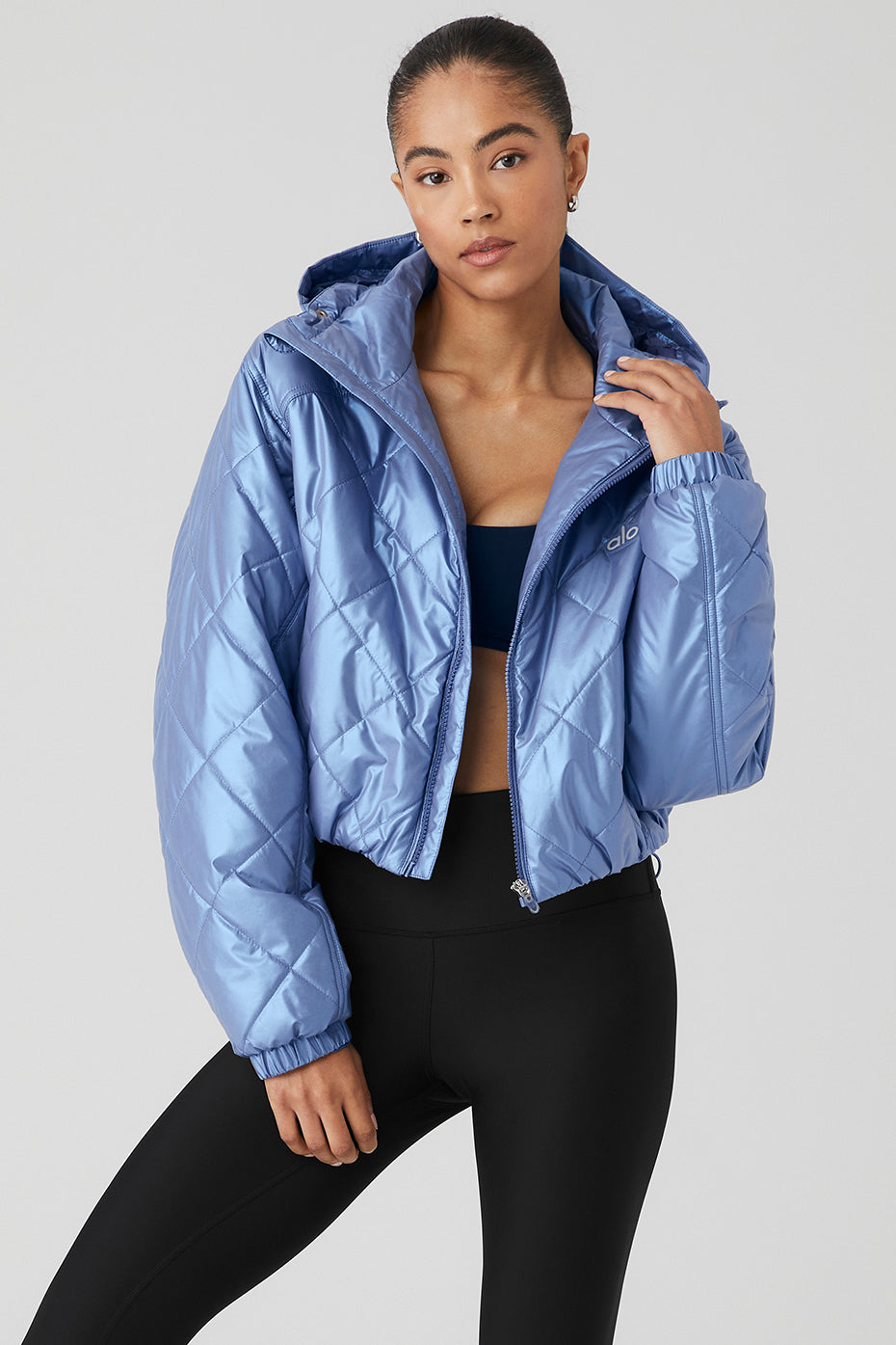 Blue Women\'s Alo Yoga Pearlized Stormy Puffer Jackets | RQV-023974