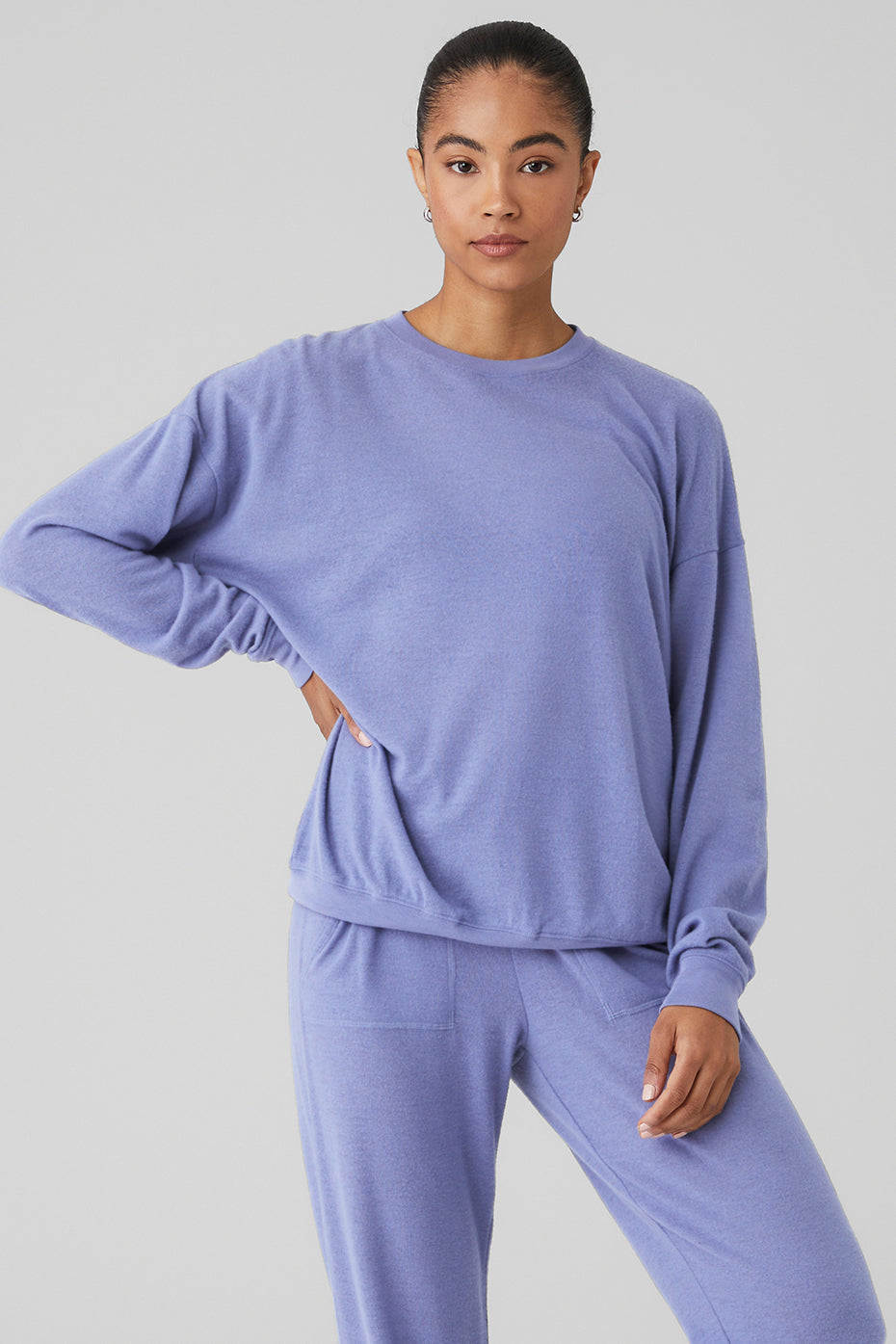 Blue Women's Alo Yoga Soho Pullover Sweatshirts | PYQ-056912