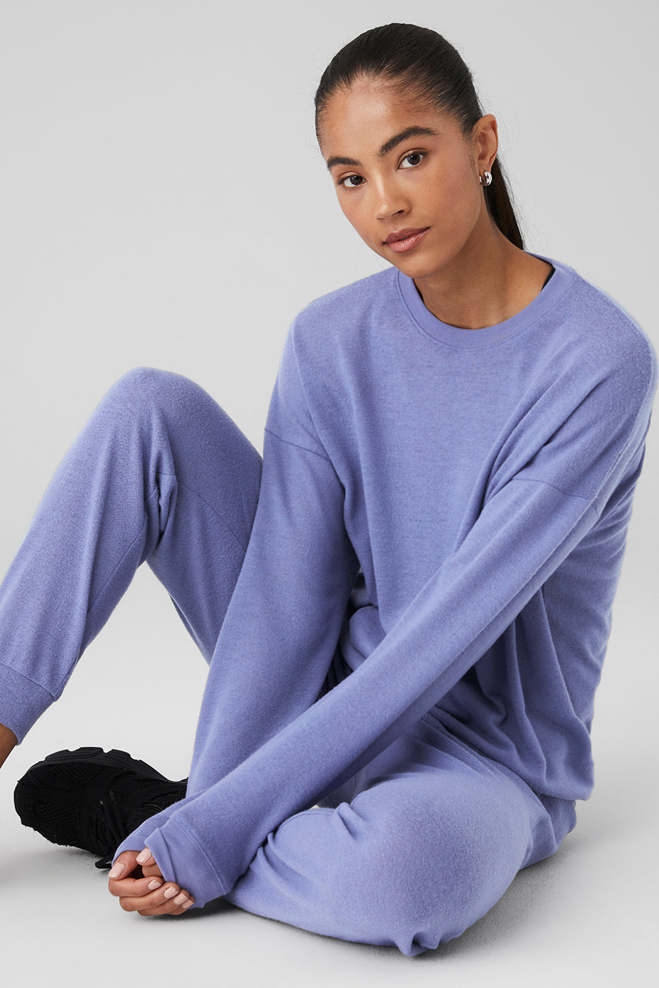 Blue Women's Alo Yoga Soho Pullover Sweatshirts | PYQ-056912