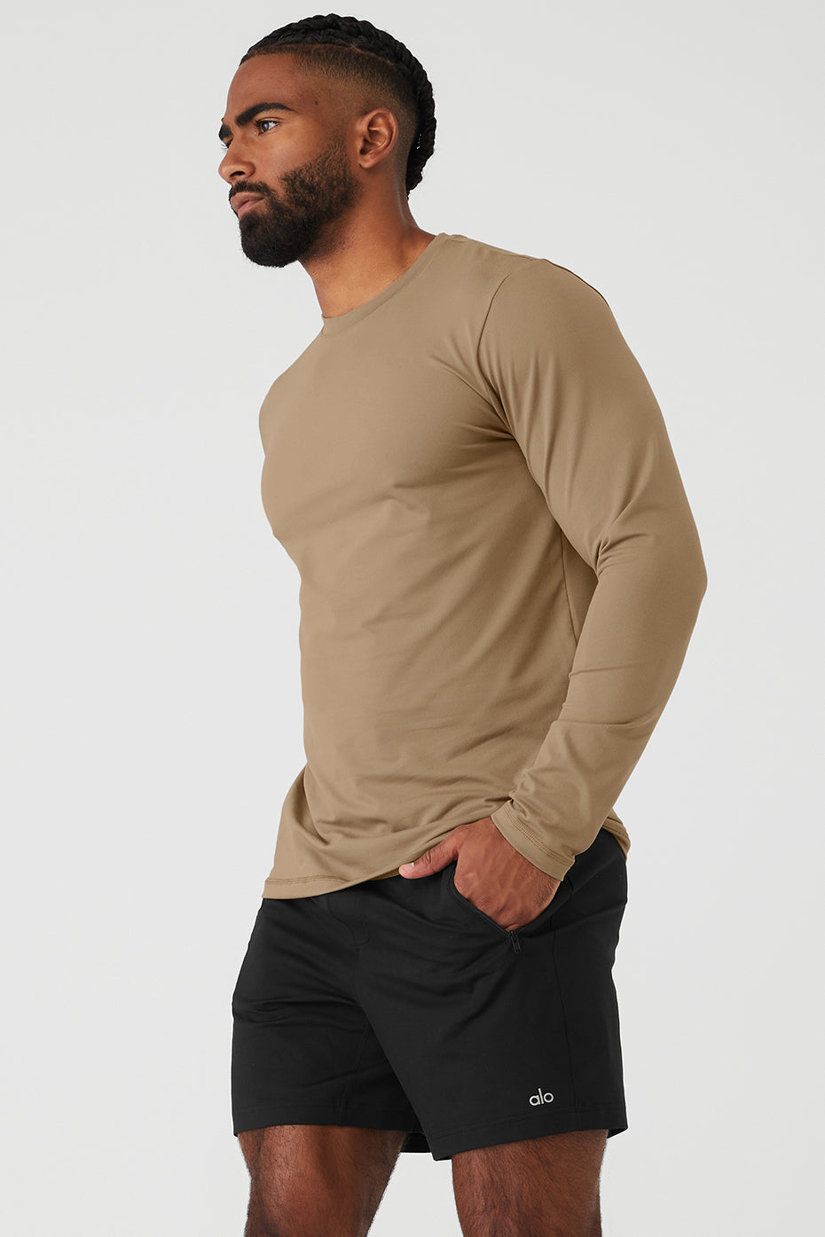 Brown Men's Alo Yoga Conquer Reform Crewneck Long Sleeve | MNV-612780