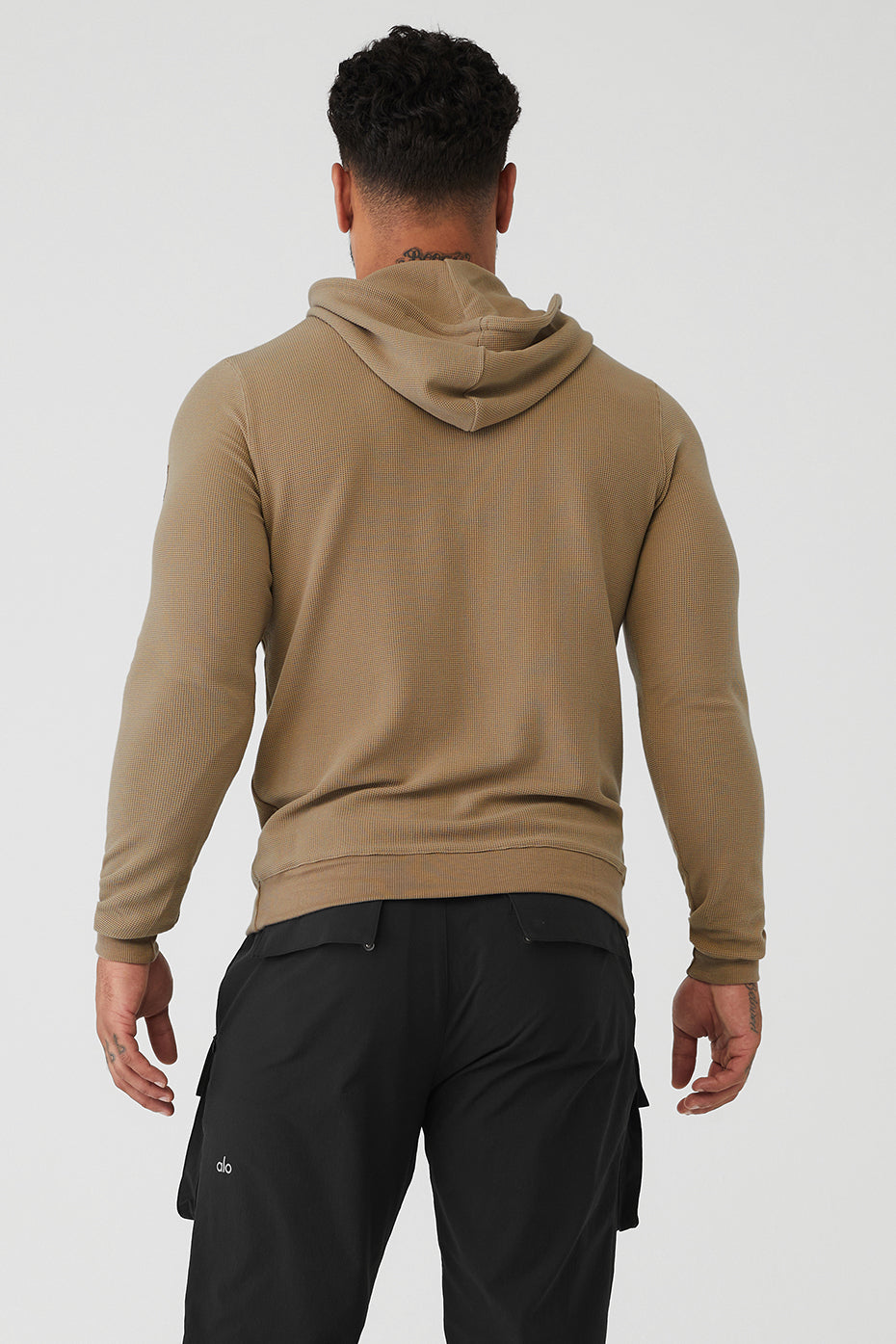 Brown Men's Alo Yoga Micro Waffle Fast Break Hoodie | HME-278035