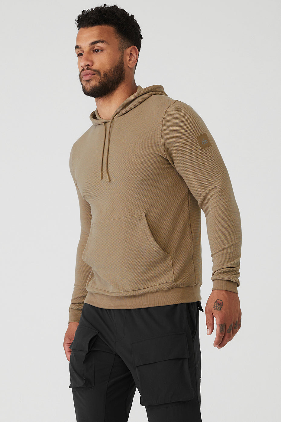 Brown Men's Alo Yoga Micro Waffle Fast Break Hoodie | HME-278035