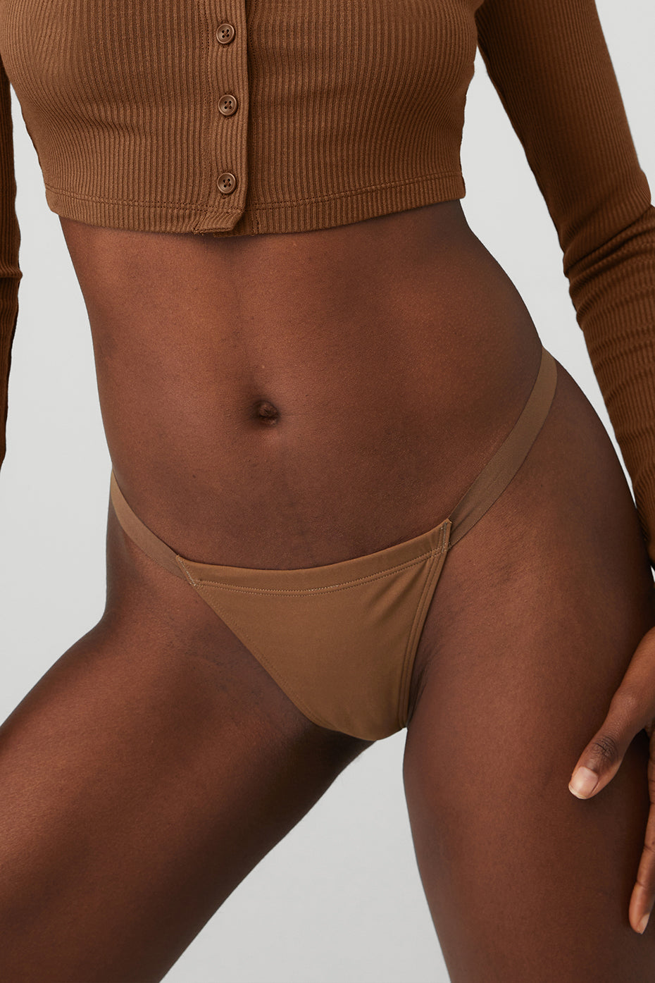 Brown Women's Alo Yoga Airbrush Invisible String Thong Underwear | TRH-324196