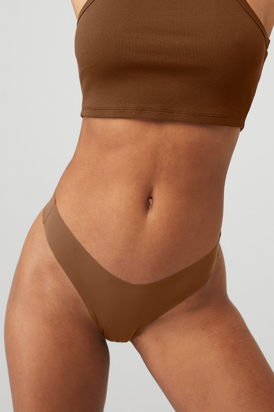 Brown Women's Alo Yoga Airbrush Invisible Thong Underwear | YWV-276314