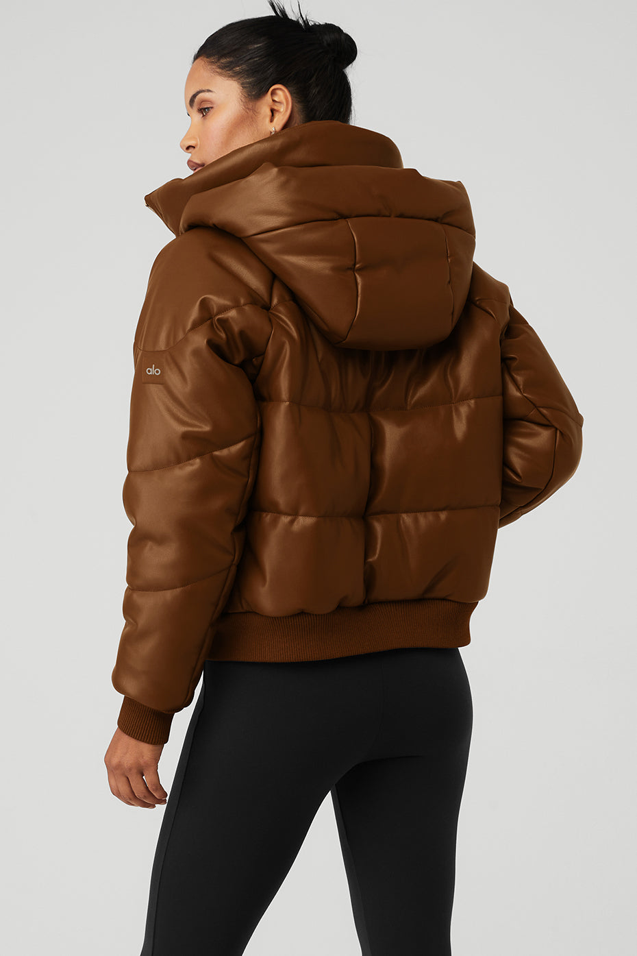 Brown Women's Alo Yoga Faux Leather Boss Puffer Jackets | XFT-420985