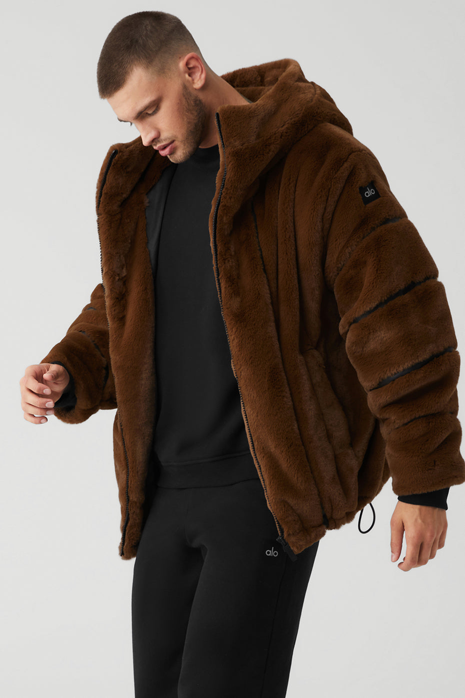 Chocolate Men's Alo Yoga Knock Out Faux Fur Jackets | LEV-801653