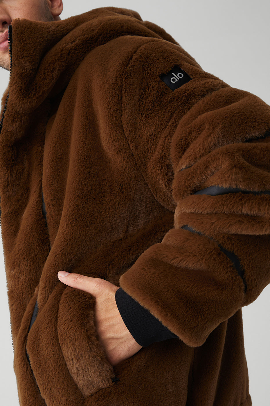 Chocolate Men's Alo Yoga Knock Out Faux Fur Jackets | LEV-801653