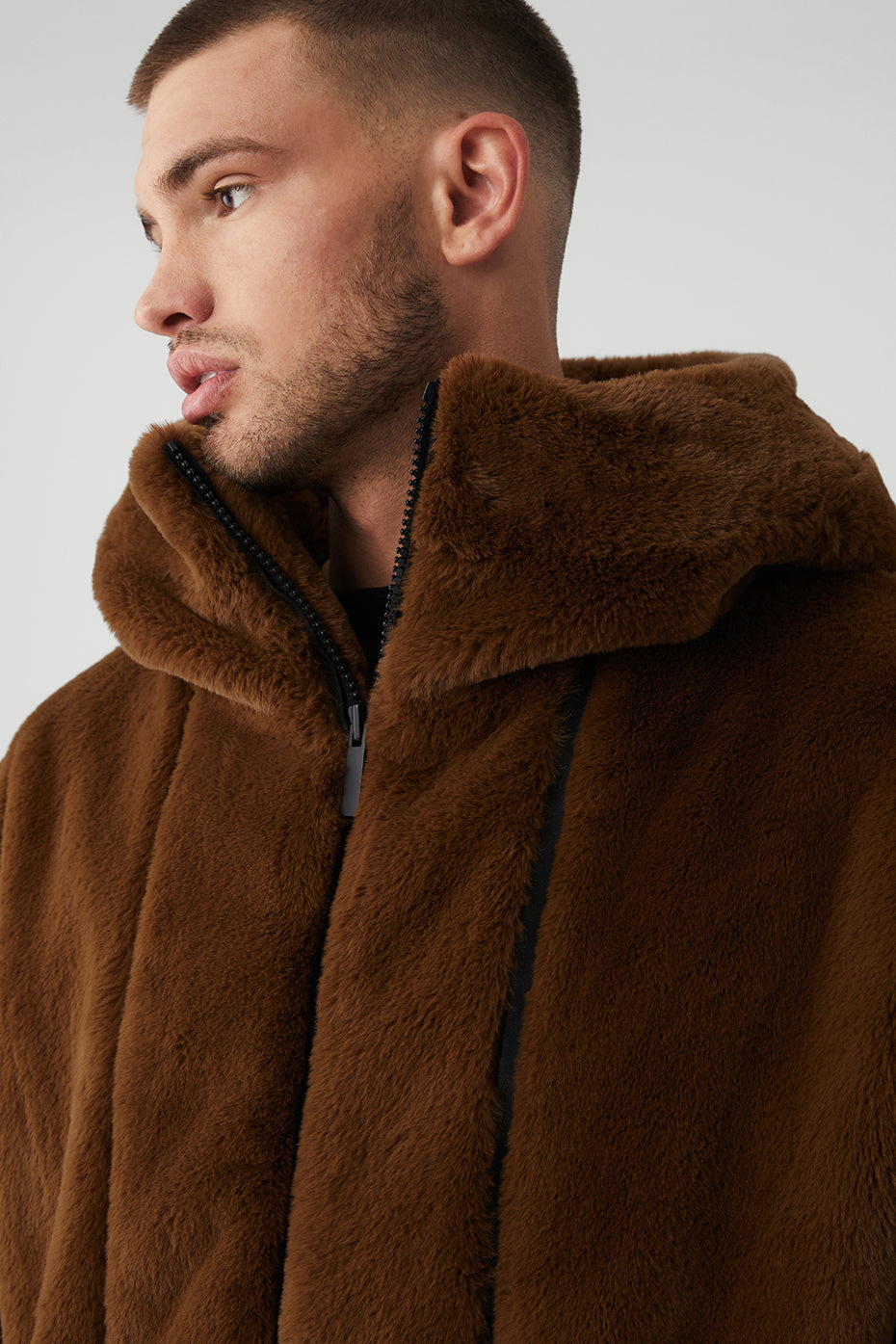 Chocolate Men's Alo Yoga Knock Out Faux Fur Jackets | LEV-801653