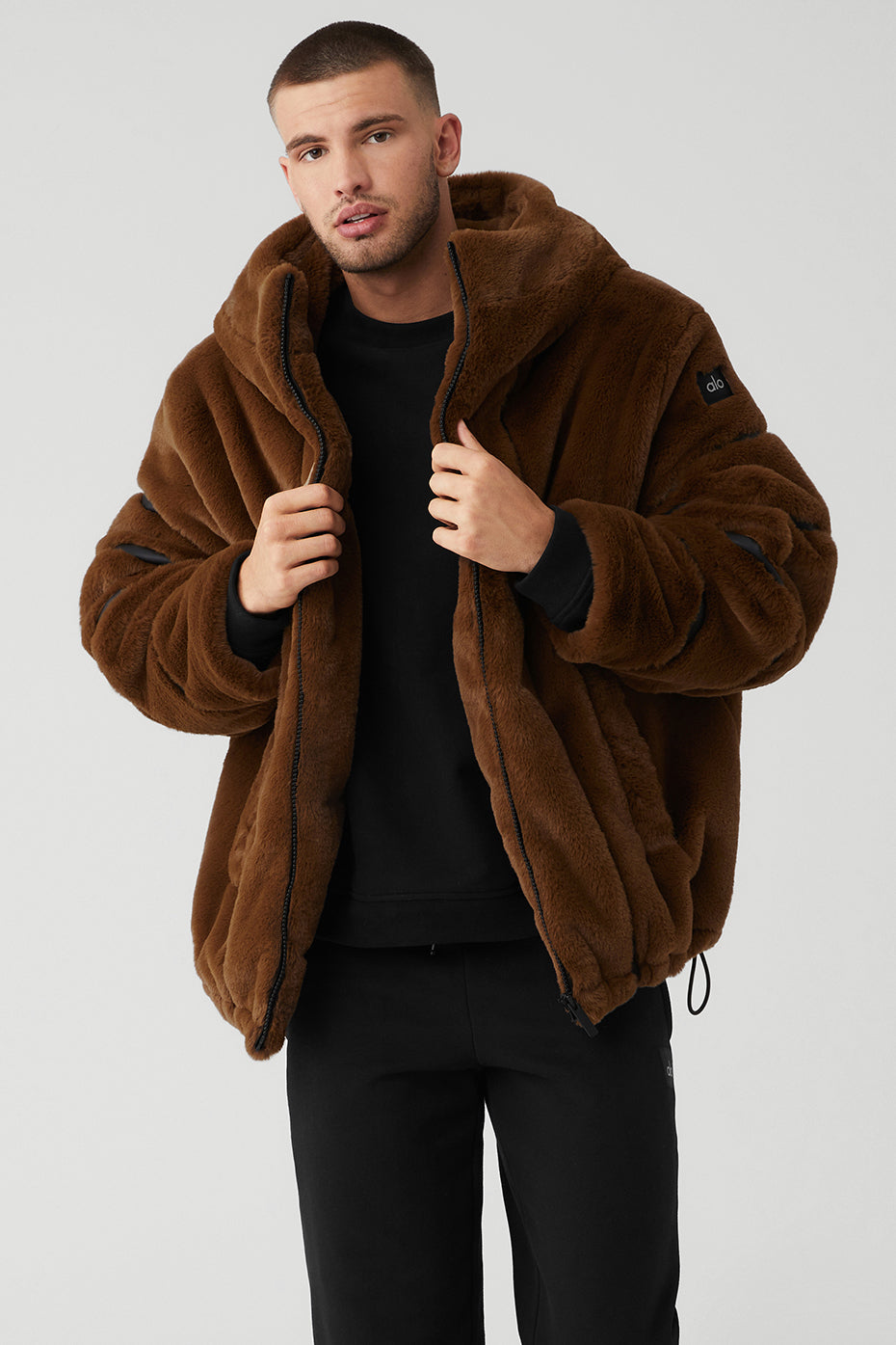 Chocolate Men\'s Alo Yoga Knock Out Faux Fur Jackets | LEV-801653