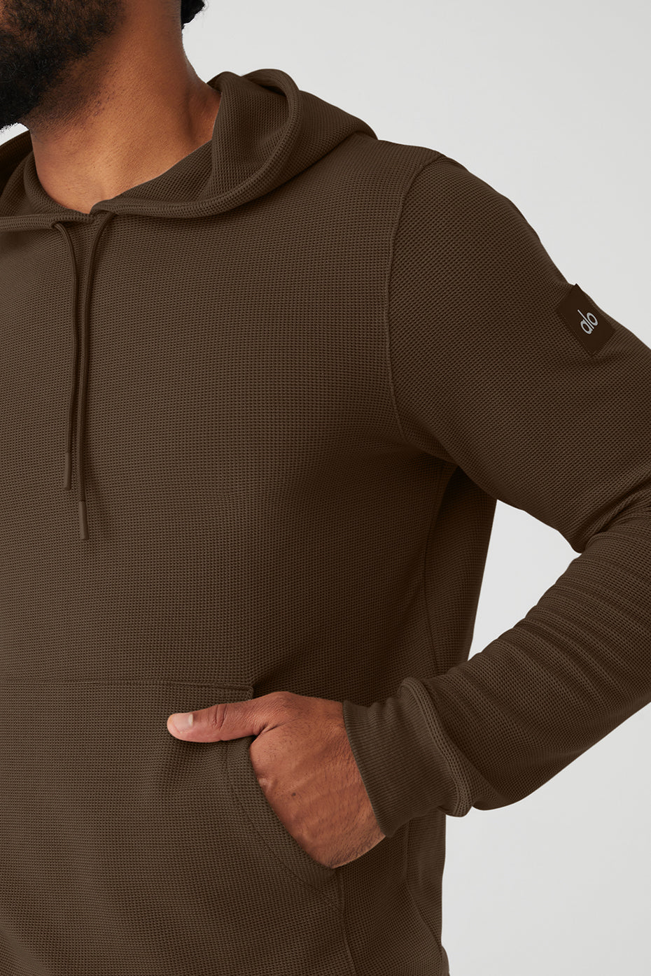 Chocolate Men's Alo Yoga Micro Waffle Fast Break Hoodie | OEU-650274