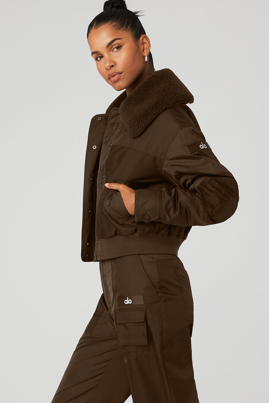 Chocolate Women's Alo Yoga Blaze Bomber Jackets | XYH-067819