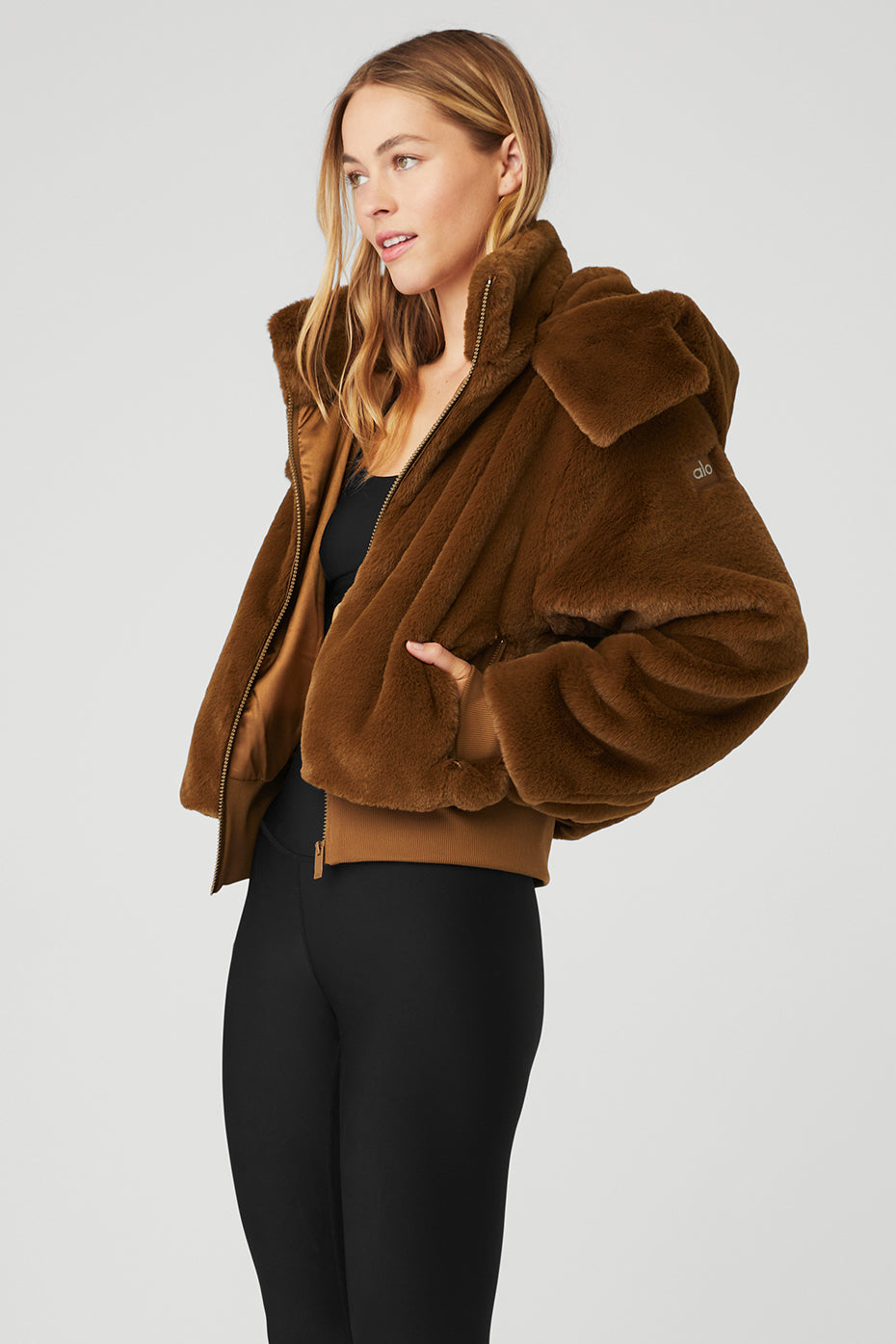 Chocolate Women's Alo Yoga Faux Fur Foxy Jackets | QKM-134695